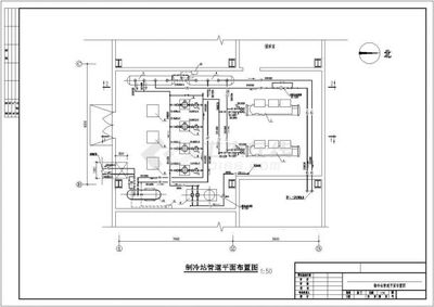 某套水冷螺桿機制冷機房設計施工圖紙